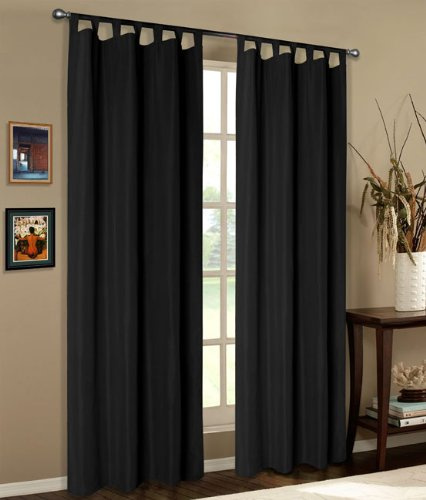 Mikrofaser Vorhang blickdichte Matte unifarbene Gardine, Schwarz Schlaufen, 245x140 Schal. Material aus Microsatin-Gewebe., 204000