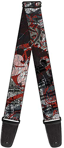buckle-down gs-w30703 schwarz rot grau Graffiti Muster Gitarrengurt