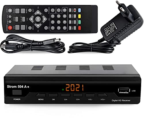 STROM 504 A+ Decoder Digitale Terrestre DVB T2 / HD/HDMI/Ricevitore TV/H.265 HEVC/USB/DVB-T2 / 4K / Scart Per Digitale/Registratore USB, nero