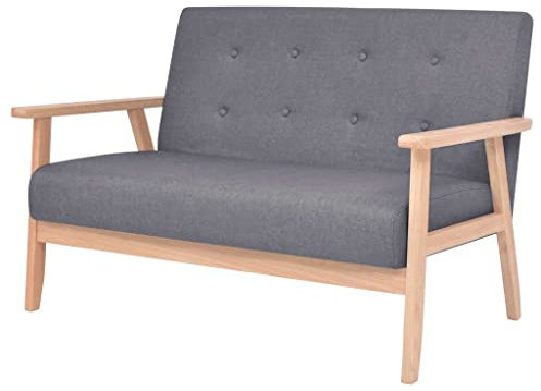 vidaXL Sofa 2-Sitzer Zweisitzer Polstersofa Loungesofa Couch Sessel Stoffsofa Sitzmöbel Polstermöbel Designsofa Wohnzimmer Dunkelgrau Stoff