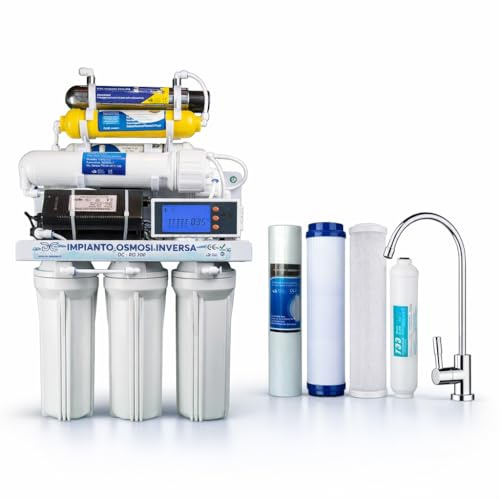 DC Solution | Depuratore Acqua Osmosi Invera 8 Stadi con Lampada UV | Purificatore domestico per acqua potabile dal rubinetto di casa