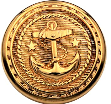 hochwertige gold Metall Knöpfe Metallknöpfe mit Anker, made in Germany (6 Stück) (22mm)