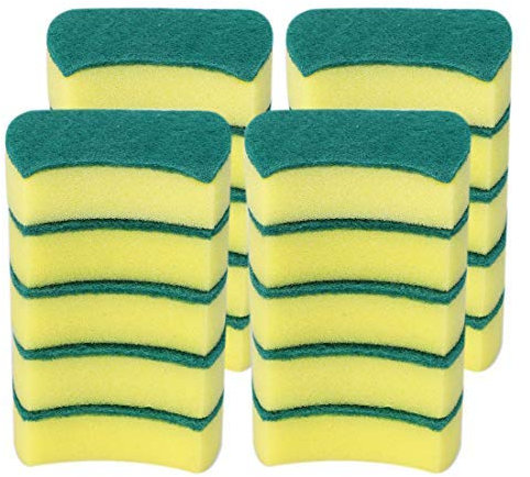 20 x Scouring Pads for Scrubbing Sponge Scratch-Resistant 4 x 3 Inches for Scrubbing Kitchen Dishes, Yellow