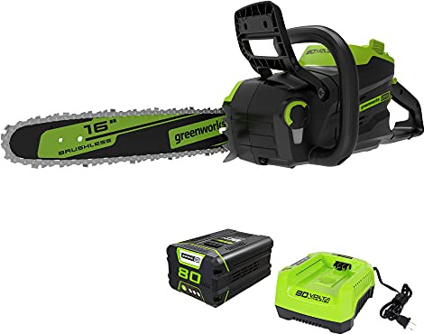 Greenworks Pro CS80L2512 Brushless Chainsaw, 2.5Ah Battery and Charger Included