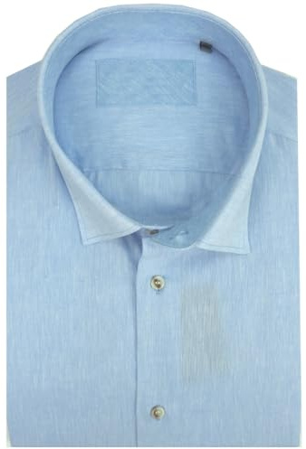 P-Club Camicia Uomo Manica Lunga 100% Puro Lino Taglie Forti Button Down Tinta Unita 4XL 5XL 6XL (IT, Testo, 6XL, Regular, Regular, Celeste)