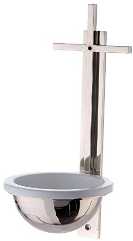 Holyart Pila de Agua bendita: Pila Cruz Latina latón niquelado 31 cm