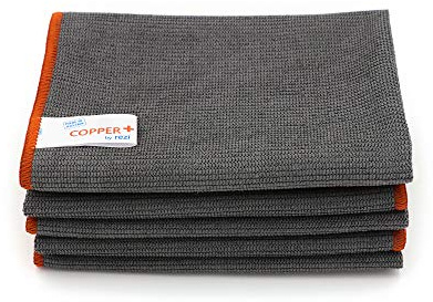 Copper Plus Tuch 32x32 grau - 5er Set, Profi Microfasertuch mit Kupfer, reinigt nur mit Wasser hygienisch, antibakteriell und antiviral