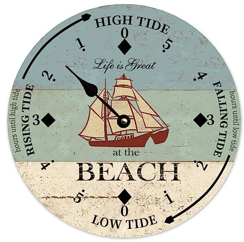 Tide Clock Beach Tide Clock 12 Inch Wooden Wall Clock Battery Operated Wall Decor Home Decor