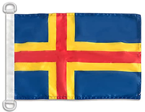 AZ FLAG Bandiera Nautica Isole Aland 45x30 cm Anelli Plastica | Uso esterno e nautico bandiera nautica finlandese resistente alle intemperie con doppie cuciture e bordi rinforzati
