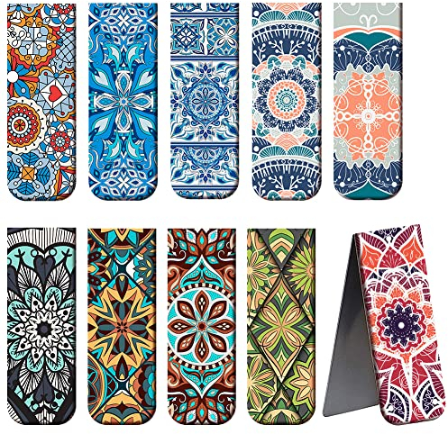 Magnetisch Lesezeichen AOBETAK 10 Stück Bohemian Magnetlesezeichen Magnetisches Seite Markierungen Clip für Herren, Damen, Erwachsene, Mädchen, Jungen, Schreibwaren, Buch, Lesen, Magnet Bookmark Set