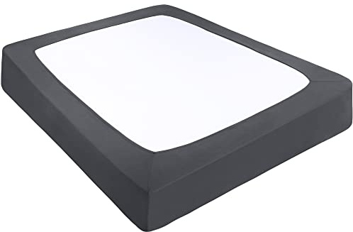 PiccoCasa Boxspringbezug, dehnbarer Stoff, 4 Seiten, Bettvolant, knitterfrei, für Zuhause, elastischer Matratzenbezug, passend für Matratzen bis zu 35,6 cm, Schiefergrau, King