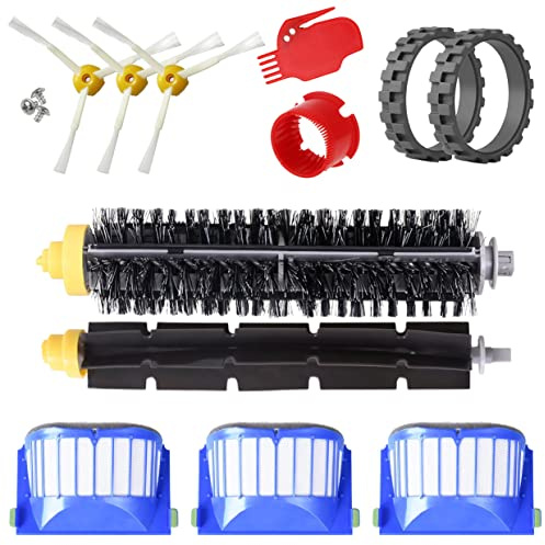 MIRTUX Kit de Recambios para Roomba serie 600 - Repuestos para Roomba 610, 615, 620, 630, 635, 650, 660, 680, 690, 695...(Todos los Modelos) - Pack de Rodillos, Filtros, Cepillos Laterales, Neumáticos