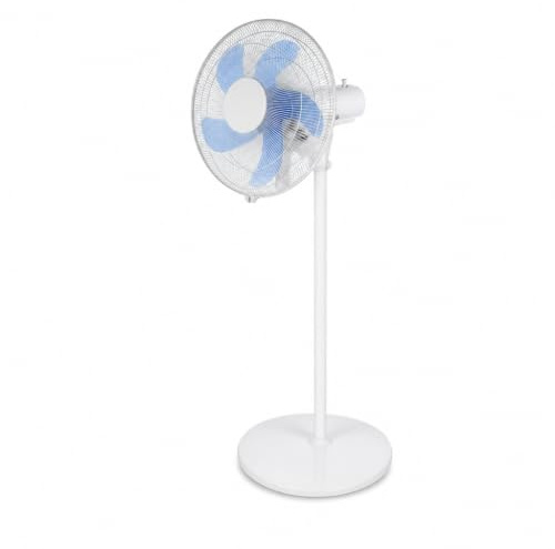 SOGO Ventilador de Pie Silencioso 40 cm con Altura Ajustable 90-125 cm - Ventilador Oscilante con 3 Velocidades y 5 Aspas - Ventilador Potente y de Bajo Consumo 50W Blanco SS-21245-W