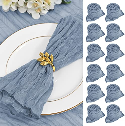 Paquete de 30 servilletas de Gasa de algodón teñidas a Mano, cuadradas, 50 cm, Arrugadas, Color Azul