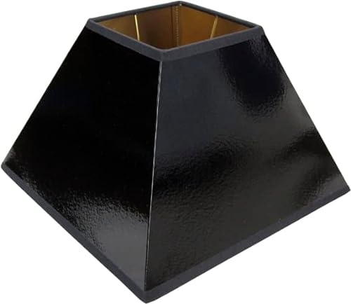 Tisch-Lampenschirm *quadratisch*, schwarz Lack, Seidenglanz, innen gold seidenglänzend, Du=20 /Do=9/H=14cm Befestigung unten E27 (optional lieferbar Reduzierring auf E14)