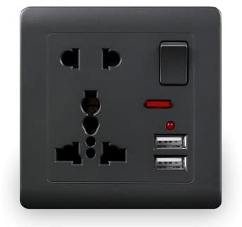 Presa USB standard for il Regno Unito, doppia porta for caricabatterie USB, presa elettrica universale globale da 13 A, presa di corrente a muro USB con controllo dell'interruttore ( Size : 110-250V ,