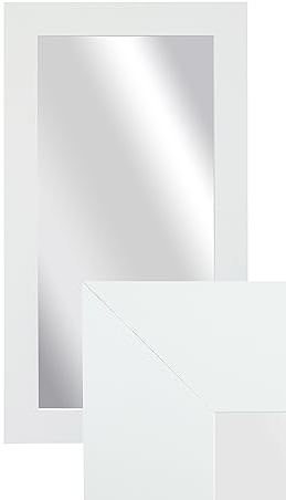BD ART Miroir décoratif mural, 90 x 50 cm, blanc