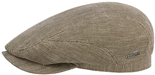 Stetson Brenscott Driver Flatcap Zweifarbige Melierte Leinencap Herren Made in EU Frühjahr Sommer Oliv 55 cm