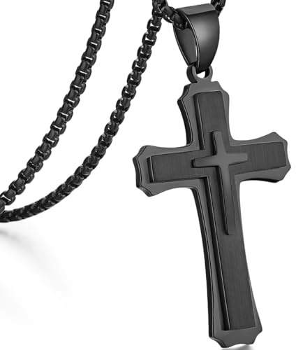 jiamiaoi Collar Cruz Hombre Colgante Cruz Negro De Acero Inoxidable Hipoalergénico Para Hombre Femme