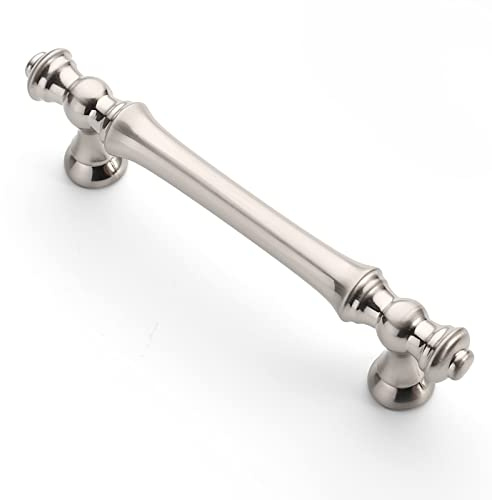 9BUILD 10 Pack 96mm Brushed Satin Nickel Kitchen Cabinet Handles - Drawer and Door Handles for Cupboards and Wardrobes - Zinc Alloy UK0036
