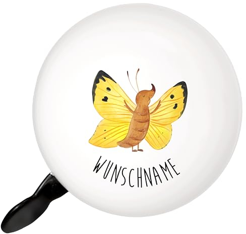 Mr. & Mrs. Panda klingel personalisiert Schmetterling Zitronenfalter - Personalisierte Geschenke, individuelle Fahrradklingel, Besonders, Liebe, mit Namen, Motivation, Selbstliebe, Lustige Sprüche