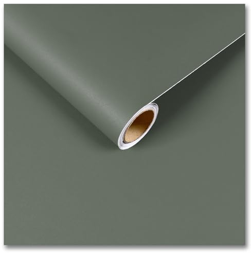 CRE8TIVE Carta da Parati Verde Salvia Autoadesiva Muro Spessa Pellicola Adesiva per Mobili Verde Carta da Parati Camera da Letto Bagno Piano di Lavoro Cucina Impermeabile 30cm x 200cm