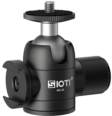 SIOTI Treppiede Mini testa a sfera, con supporto Cold Shoe, panoramica 360° verticale Pan 90°, compatibile con fotocamera digitale/DSLR/telefono cellulare/monopiede/supporto luminoso/Action Camera ecc