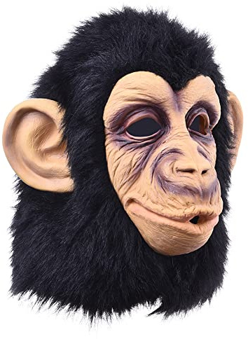 Ristyur Maschere Scimmia Lattice, Copricapo per Adulti Scimpanzé, Copricapo Maschera Animali Divertenti, Costume Maschera Scimmia Gorilla, Casco Creativo con Testa Animale per Festa Cosplay Halloween