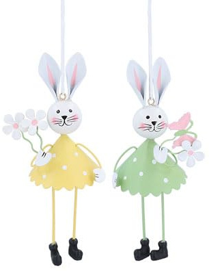Gisela Graham Osterdekoration aus Zinn, Hase, 2 Stück