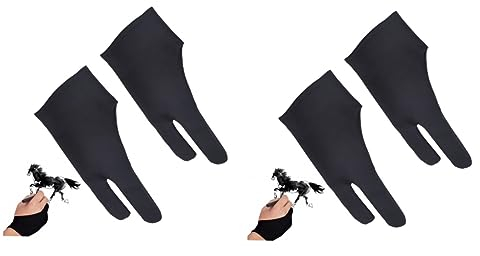 LALAFINA 4stücke Zwei-finger-zeichnen-handschuhe Für Künstler Atmungsaktive Und Bequeme Zeichnerhandschuhe Für Grafiktablett Skizzieren Und Malen s Schwarz