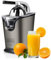 Spremiagrumi Elettrico Ideale per Agrumi di Tutte le Dimensioni - con Leva a Pressione e 2 Coni Intercambiabili, in Acciaio Inox, Capacità 250ml, 240V, 22x14x29cm, 100W