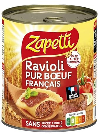 Délice Maison : Ravioli Pur Bœuf Français au Blé Complet 800g - Plat Cuisiné Traditionnel, Prêt en Minutes - Savoureux et Pratique - Le Lot De 3