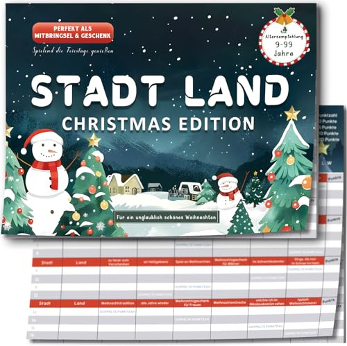 Weihnachtsspiele, Stadt Land Christmas Spiel 2026, Kleine Wichtelgeschenke für Frauen Männer Mädchen Junge, Weihnachten Nikolaus Wichtel Geschenk-Idee Erwachsene, Kleinigkeiten für Adventskalender