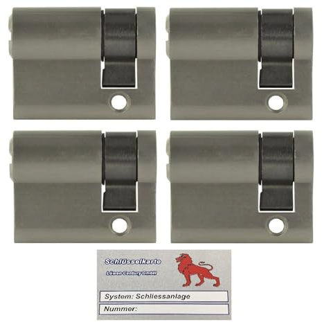 Löwen Sicherheit 4x Halbzylinder 40 mm 30/10 gleichschließend inkl. 20 Schlüssel mit Schlüsselkarte
