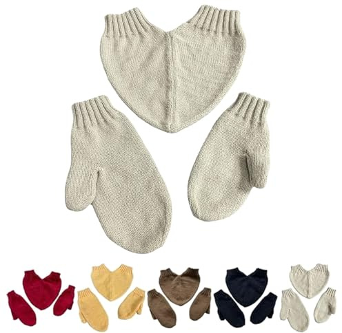 XQILGVF Divertidos guantes de mano, guantes de pareja, guantes cálidos de invierno de punto, manoplas para 2 personas como regalo para la pareja (gris, talla única)