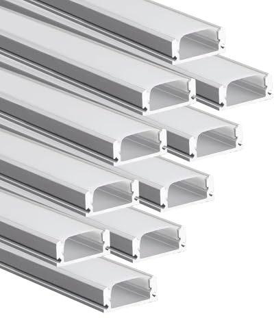 Besseto LED Profil Aluminum,U Form Streifen Licht Diffusor Profil mit milchiger Abdeckung,Endkappen,und Montageklammer Aluminum Profile für LED-Streifen (White Color -12 x 1 m)