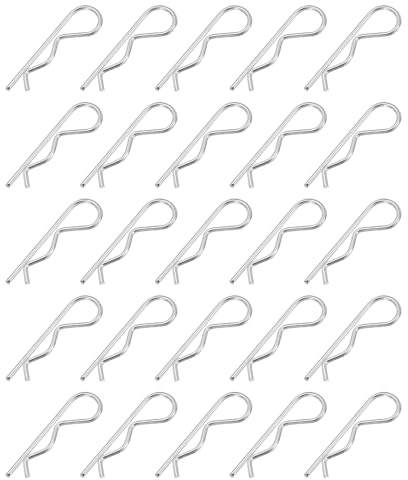 PATIKIL M2 x 50 mm Cotter Pin Assortment Kit, 30 Pcs Heavy Duty R Clips Hardware Pin Carbon Steel Spring Fasteners Hitch Pin for Trailer Locking Lawn Mowers Truck, Silver Tone