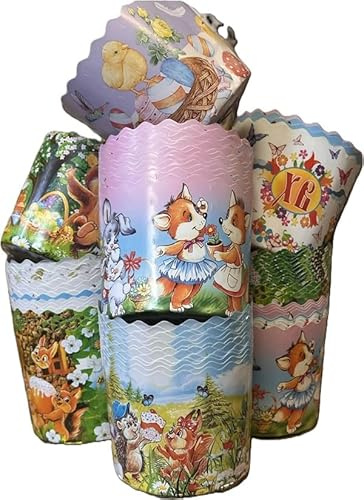10er Set Osterbrot Back Papier Einwegbackform Osterkuchen Kulitsch Zchostov Motiv D9cm / 500ml