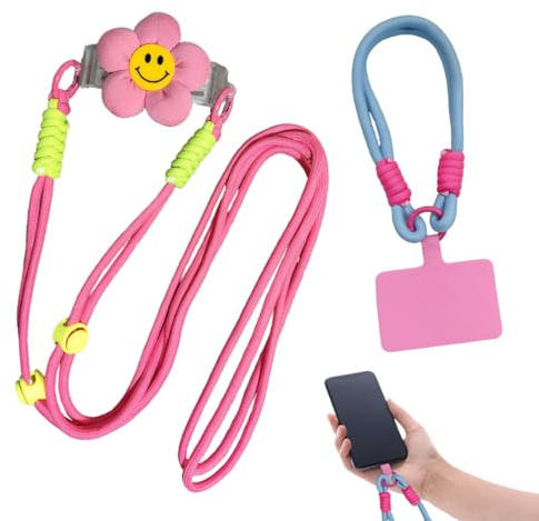 2 Piezas Cordon para Movil Universal, Correa Ajustable con Parches Duraderos, Correas Ajustable Cuello Cadena de Nylon, Cadena con Hebilla Cuerda para Movil, Colgante Movil