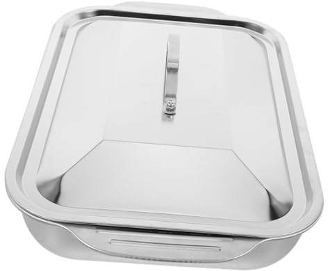 Mobestech Bandeja de Horno Rectangular Diseño Profundo, con Tapa, Fuente para Asar Pescado, Adecuado para Reuniones Familiares y Barbacoas