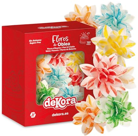 dekora Tortendeko Essbar, 10 Dahlien aus Esspapier, 7 cm, Oblatenblumen in sortierte Farben, Essbare Blumen für Torte, Hochzeit, Geburtstag und Gender reveal | Glutenfrei, Laktosefrei, Ohne Zucker