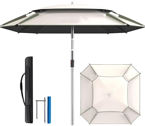 Generico Parasole da Campeggio Portatile Quadrato, 220 cm Ombrellone da Pesca Inclinazione Regolabile, Ombrellone da Viaggio Leggero Antipioggia con Borsa da Trasporto(240cm)