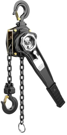 OABIWEGH Paranco A Leva Manuale da 0,8/1,6/3,2/6 Tonnellate, Paranco con Trazione A Catena A Cricchetto con Catena G80 da 3 M E 2 Ganci per Carichi Pesanti, per Garage, Magazzini, Macchinari(Size:6T)