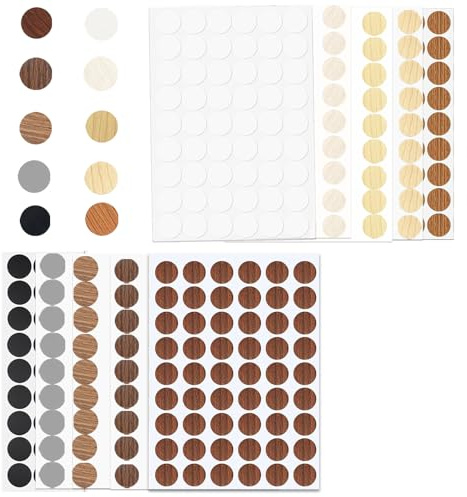 540 Stück Selbstklebend Abdeckkappen, 10 Farben Schraubenabdeckung, 21 mm Rund Bohrloch Abdeckung mit Holzmaserung und Volltonfarbe, Wasserdicht Abdeckkappen für Schrauben Bohrlöcher Möbel