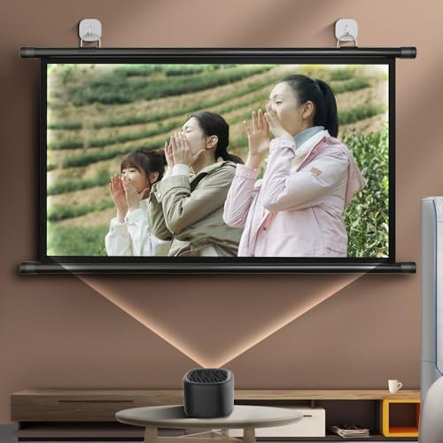 Screen For Projector Manual Projector Screen 40 50 60 72 HD 4K Projection Screen Portable Home Theater Movie Screen For Indoor Outdoor, Easy Roll Up