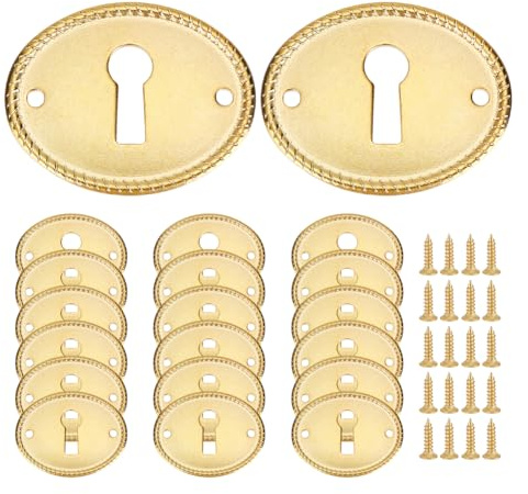 PH PandaHall 20pcs Cache Trou de Serrure Ovale Cache Œillet Décoratif Caches Portes Vintage Rosaces de Serrure Dorées avec 40 vis pour Quincaillerie de Meubles de Bureau et de Tiroir