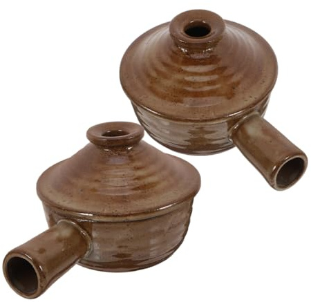 Zerodeko 2 Pièces Bol à Soupe Argile Résistant Haute Température avec Couvercle Cocotte Japonaise Terre Cuite Multifonction pour Soupes Salades et Riz Compatible Micro-ondes