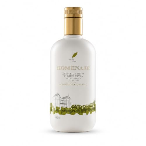 Aceite de Oliva Virgen Extra HOMENAJE 500 ml | Orgánico, Ecológico y Prensado en Frío | AOVE de primera calidad con sabor puro, aroma intenso y sabor mediterráneo (Pack de 1)