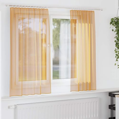 Genérico Cortinas de Gasa con Bolsillos para Varillas 2 uds. Naranja,Casa y jardín,Decoración,Tratamientos de la Ventana,Cortinas y visillos,Naranja,0.35 KG,4102191