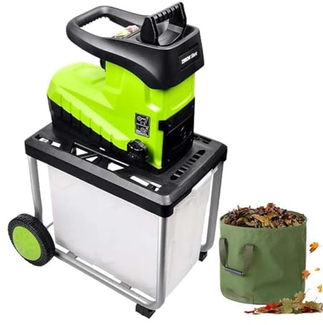 CUTANGELAR Trituradora De Madera Eléctrica, 2800W Trituradora De Jardín Con Capacidad Para Ramas 45mm, Bolsa De Colección Removible 60L, Adecuada Para Mantenimiento De Jardín.